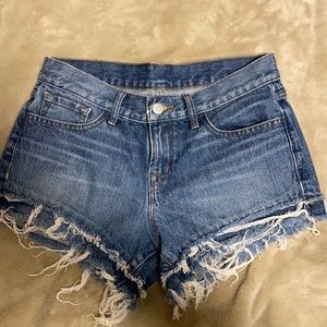 jbrand double hem medium blue shorts